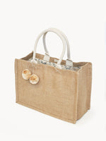 Load image into Gallery viewer, Jute Canvas Shopping Bag With Pompom
