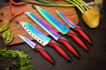 Load image into Gallery viewer, Kitchen Knife Set Kit | Red Handle &amp; Black Magnetic Rack
