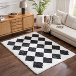 Load image into Gallery viewer, Zahur Black &amp; White Diamond Area Rug
