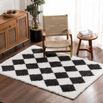 Load image into Gallery viewer, Zahur Black &amp; White Diamond Area Rug
