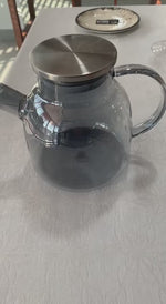 Load image into Gallery viewer, Smoky Grey Thermo Glass Teapot 32 Fl Oz | High temperature and shock resistant
